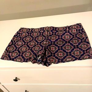 J Crew Shorts womens 12 Blue Pink Medallion Paisley Print Cotton Chino Mid Rise